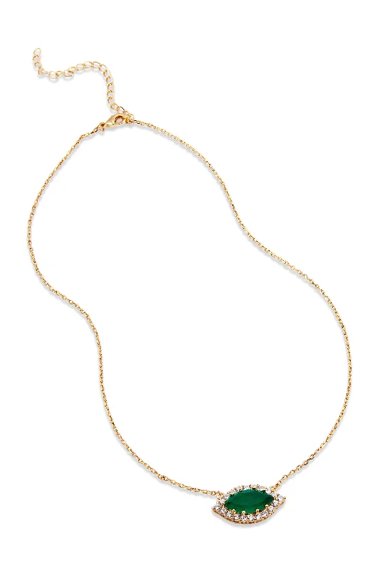 Reed weave necklaces-18k Gold Pl. Double Emerald