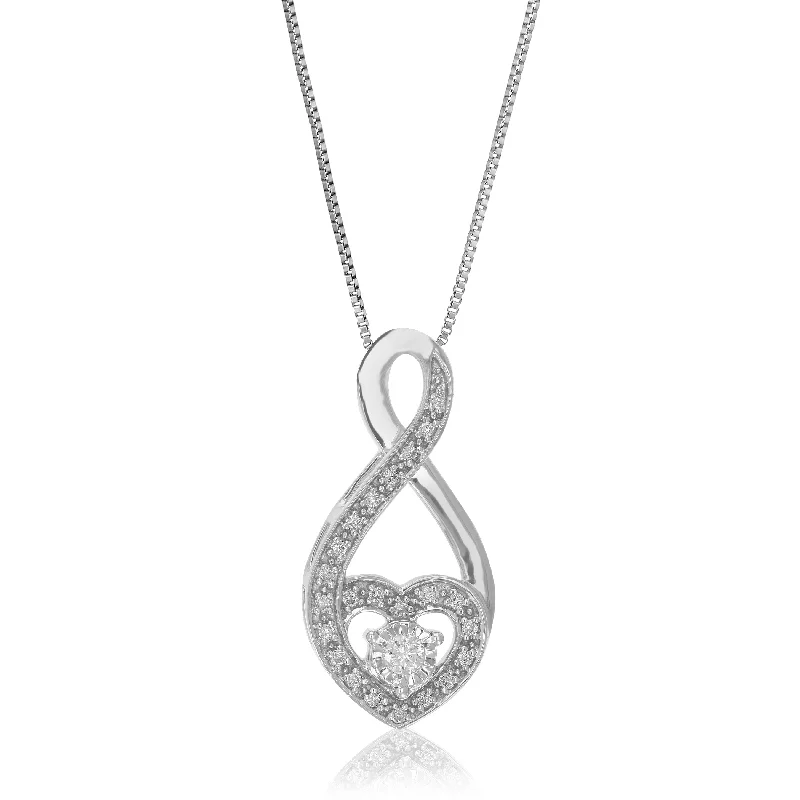 Dainty gem necklaces-1/6 cttw Lab Grown Diamond Accent Heart Pendant Necklace .925 Sterling Silver 1/2 Inch With 18 Inch Chain