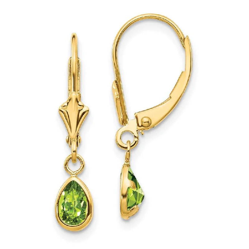 Zircon stone earrings-14k 6x4mm August/Peridot Earrings