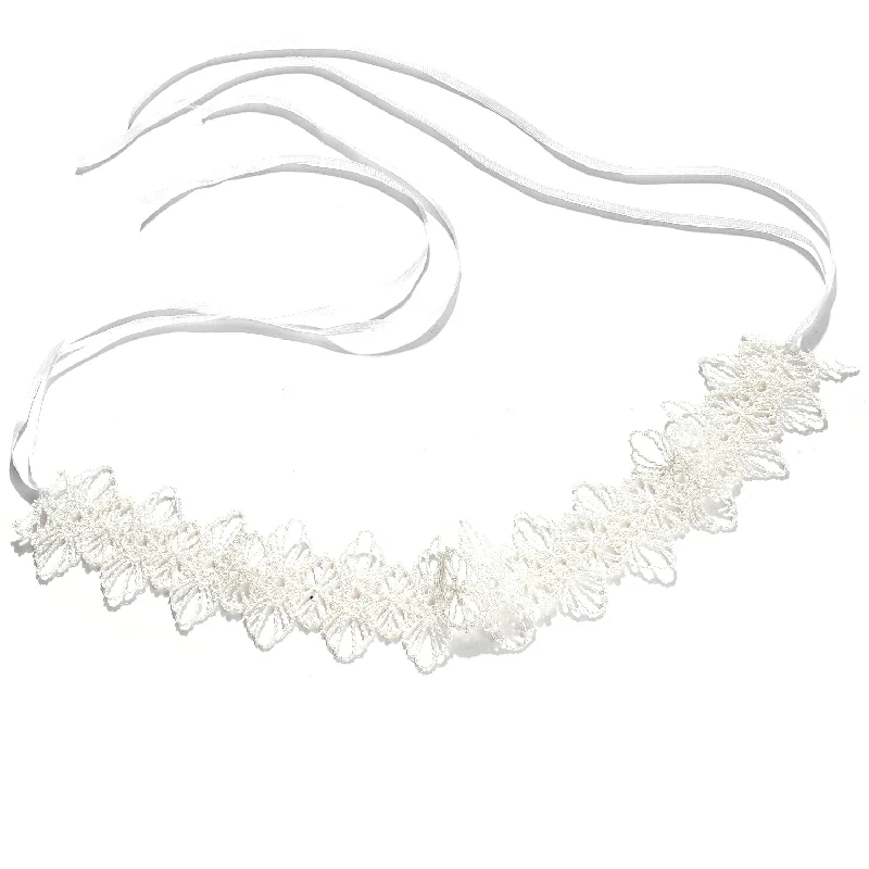 Kelp wave necklaces-Women White Floral Choker Necklace