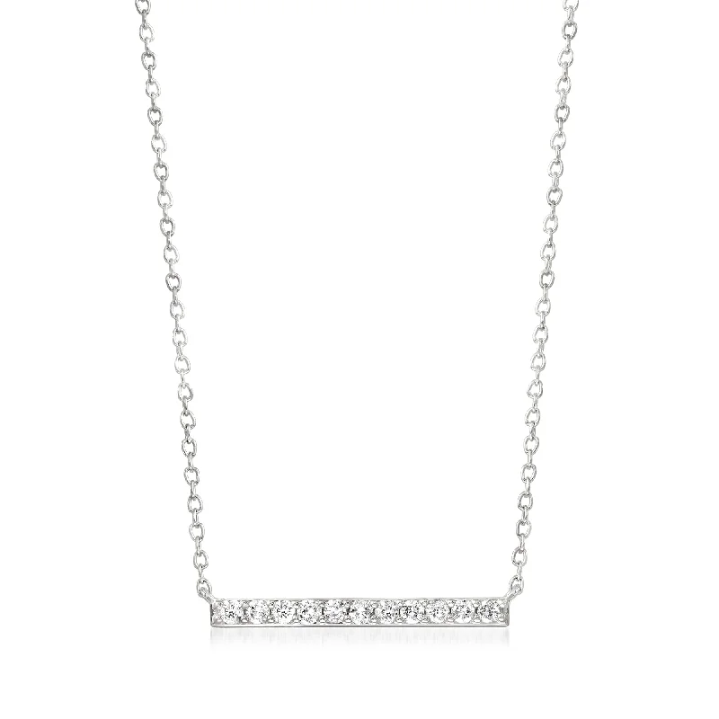 Matte bead necklaces-Ross-Simons Diamond Bar Necklace in Sterling Silver