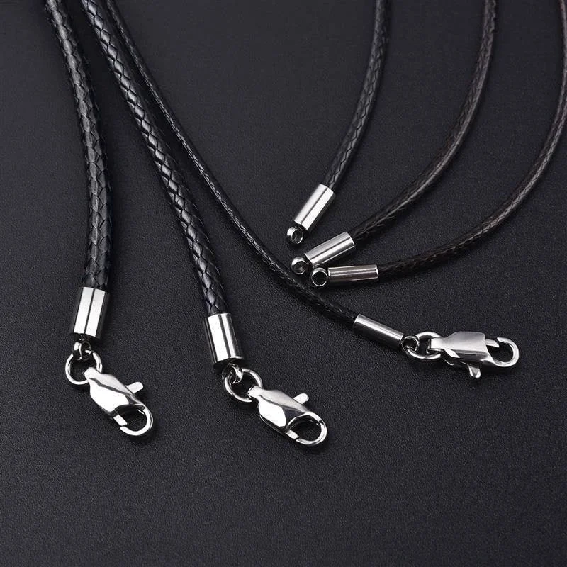 Faceted crystal necklaces-Black Braided Necklace with Lobster Claw Buckle