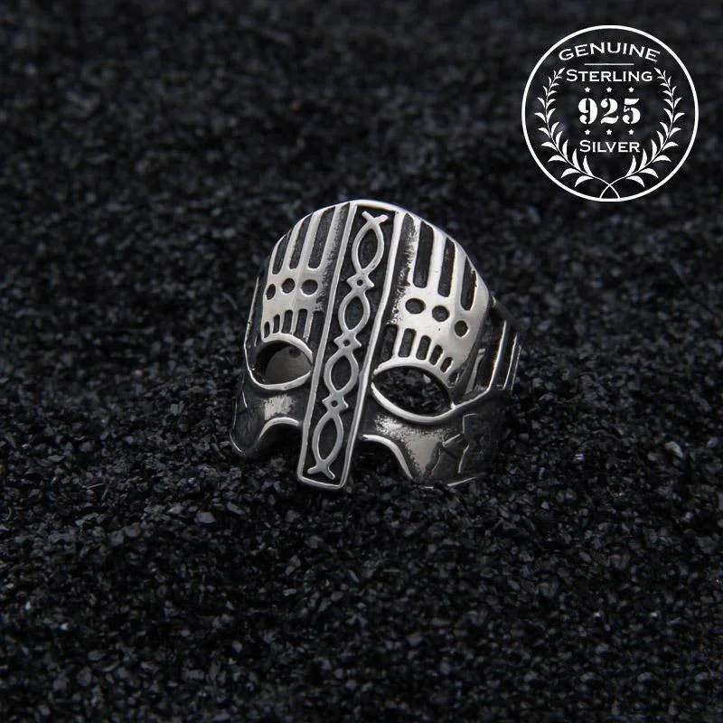 Hawk feather rings-Viking Helm Adjustable Ring - Sterling Silver