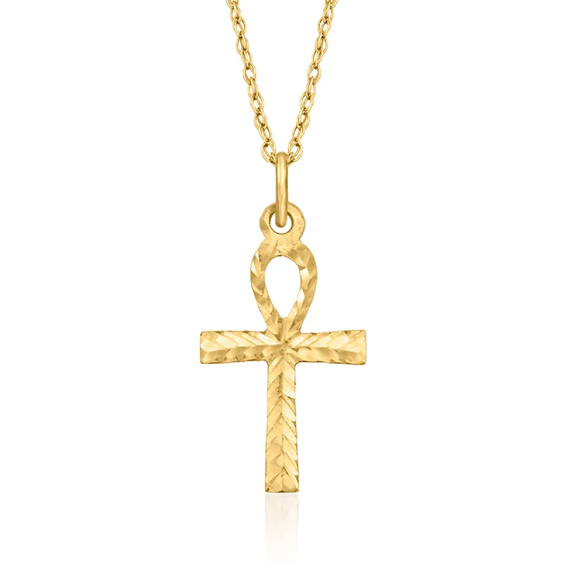 Lunar sign necklaces-Ross-Simons 14kt Yellow Gold Ankh Cross Pendant Necklace in 14kt Yellow Gold