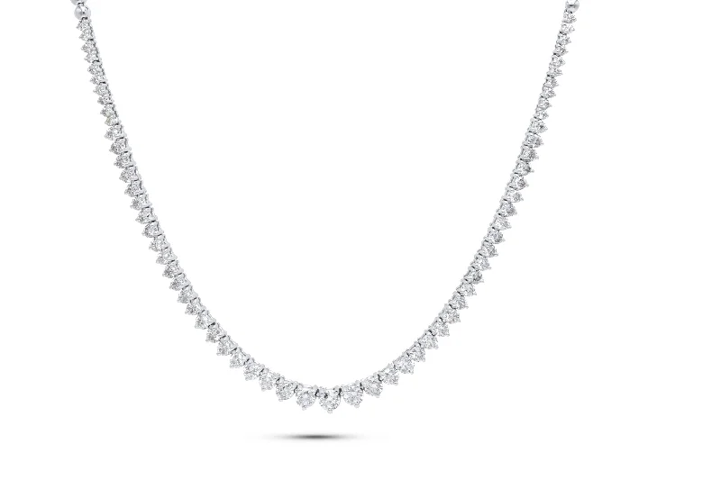 Six-strand necklaces-18KTWG HALF-GRADUATED TENNIS NECKLACE FEATURES 5.15CTS ROUND DIAMONDS