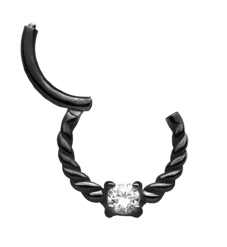 Opulent cocktail rings-Black PVD Coil Hinged Segment Ring