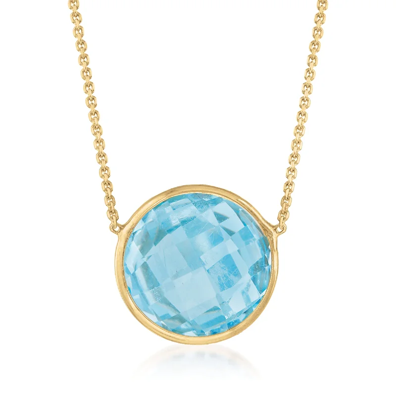 Corded link necklaces-Ross-Simons Sky Blue Topaz Necklace in 14kt Yellow Gold