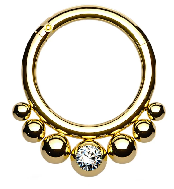 Timeless cameo rings-Gold PVD Beaded Snippet Hinged Segment Ring