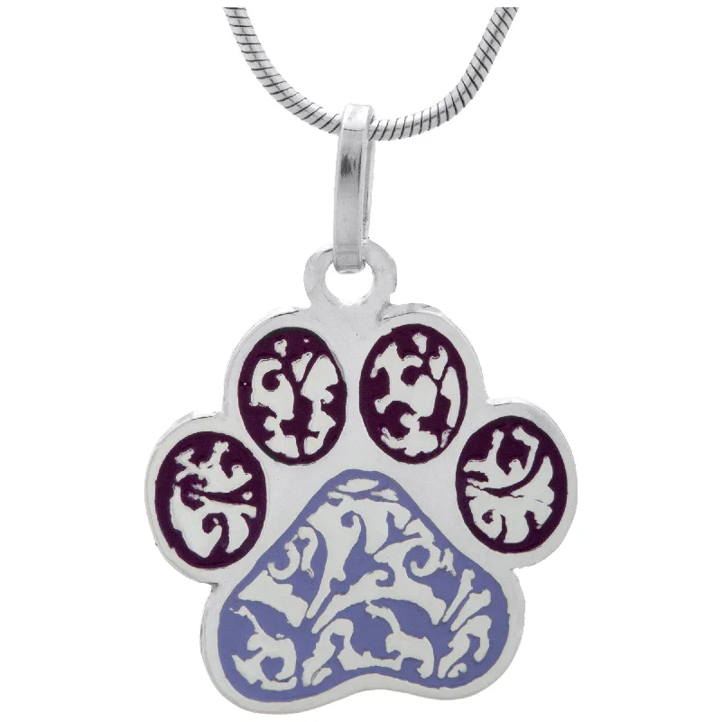 Chunky stone necklaces-Filigree Swirls Paw Sterling Necklace