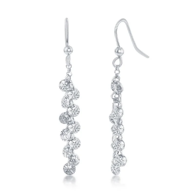 Petite wing earrings-Sterling Silver Diamond-Cut Dangling Discs Earrings