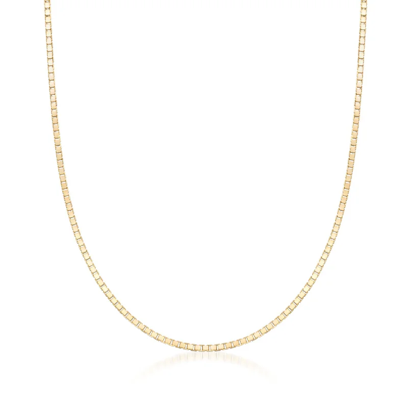 Vivid gem necklaces-Ross-Simons 0.8mm 14kt Yellow Gold Box Chain Necklace