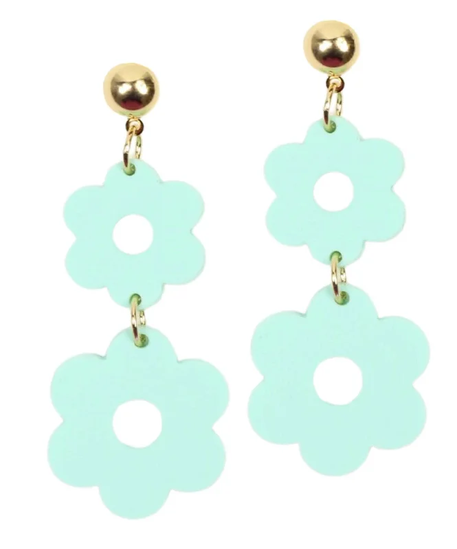 Kelp theme earrings-Mint Flower Earring