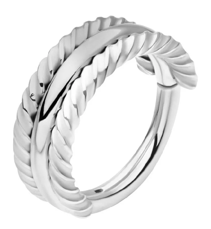 Mystic eye rings-Twisted Edge Triple Stacked Stainless Steel Hinged Segment Ring