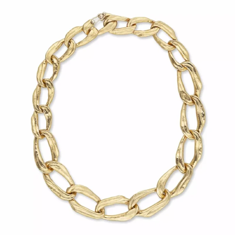 Heavy bib necklaces-22K Gold Sway Chain Necklace