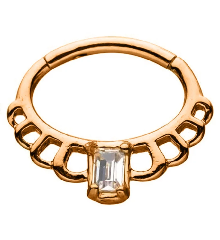 Lunar theme rings-Rose Gold PVD Exsect CZ Hinged Segment Ring