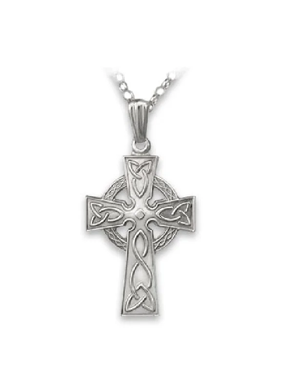 Twisted wire necklaces-Men's Celtic Cross Necklace: Sterling Silver, Trinity Knots