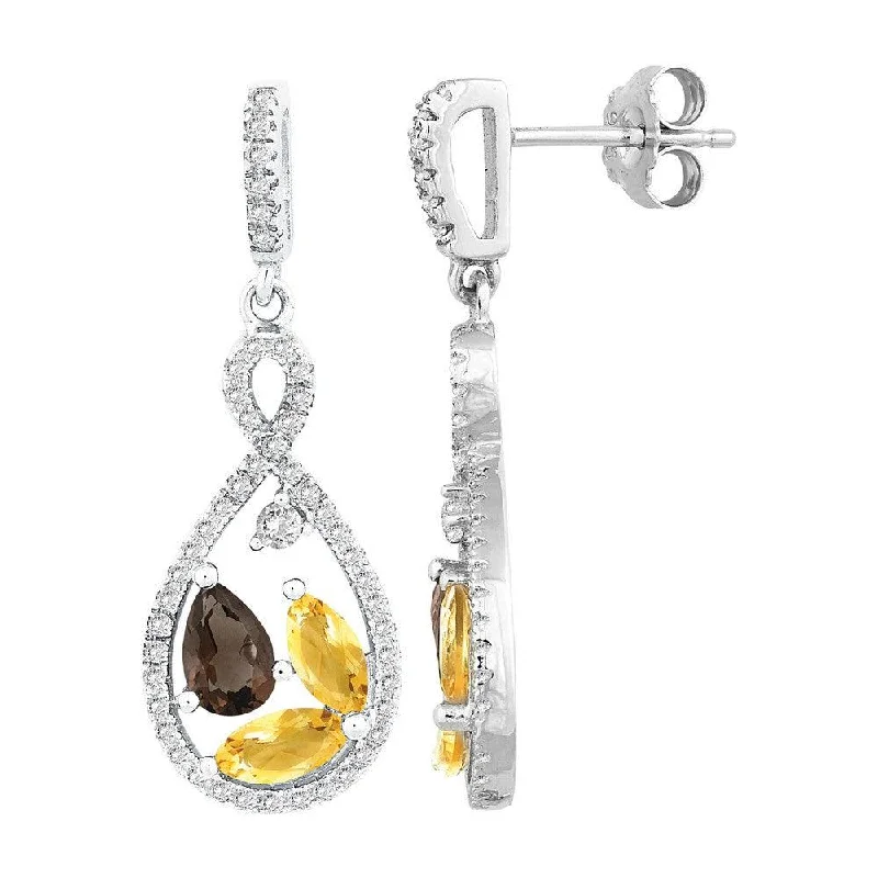 Orbit phase earrings-Sterling Silver Multi Marquise Citrine Earrings