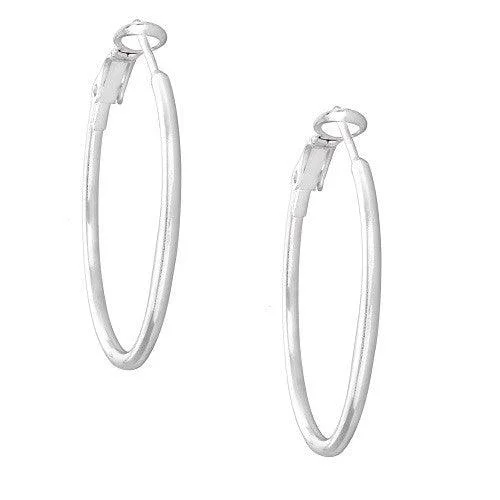 Solid ring earrings-Sterling Silver 35mm Hoop Earrings