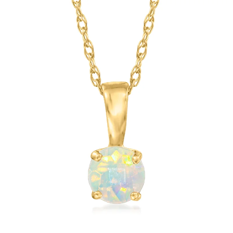 Slip knot necklaces-RS Pure by Ross-Simons Opal Pendant Necklace in 14kt Yellow Gold