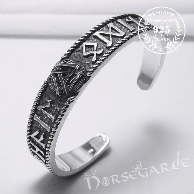 Petite wing rings-Handcrafted Runes and Valknut Arm Ring - Sterling Silver