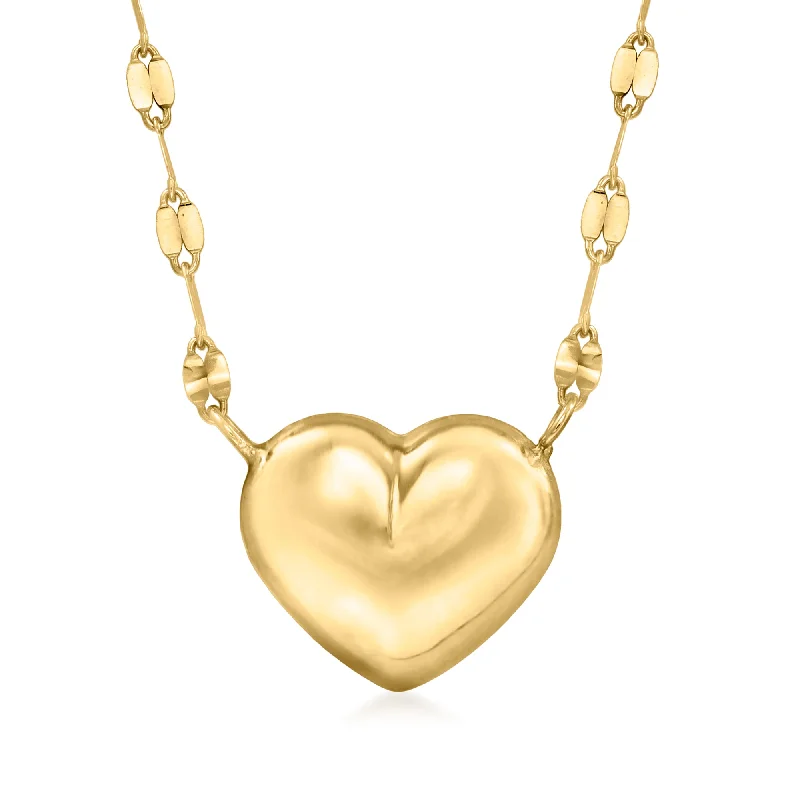 Corded satin necklaces-Ross-Simons Italian 18kt Yellow Gold Puffed Heart Lumachina Necklace