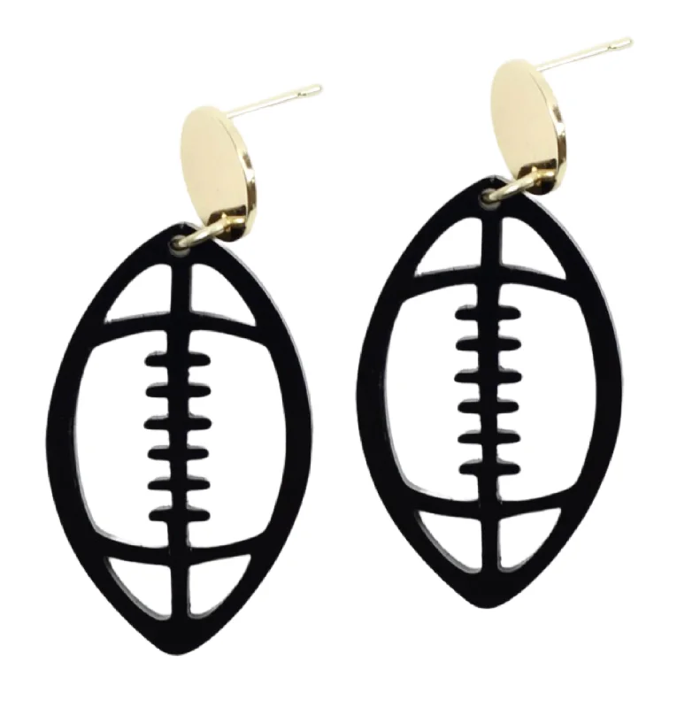 Pearl cluster earrings-Acrylic Football Earring - Black