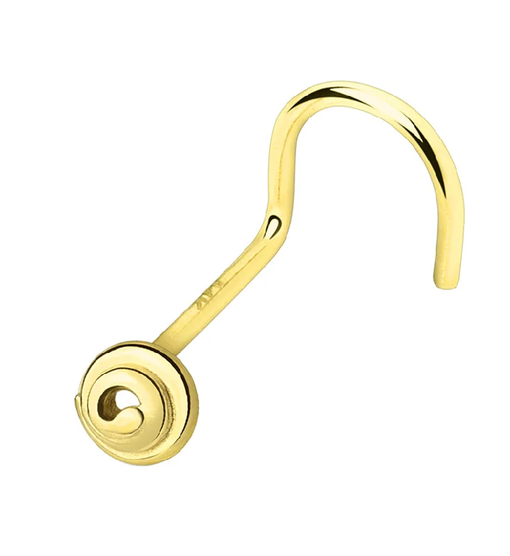 Timeless deco rings-14kt Gold Swirl Nose Screw Ring