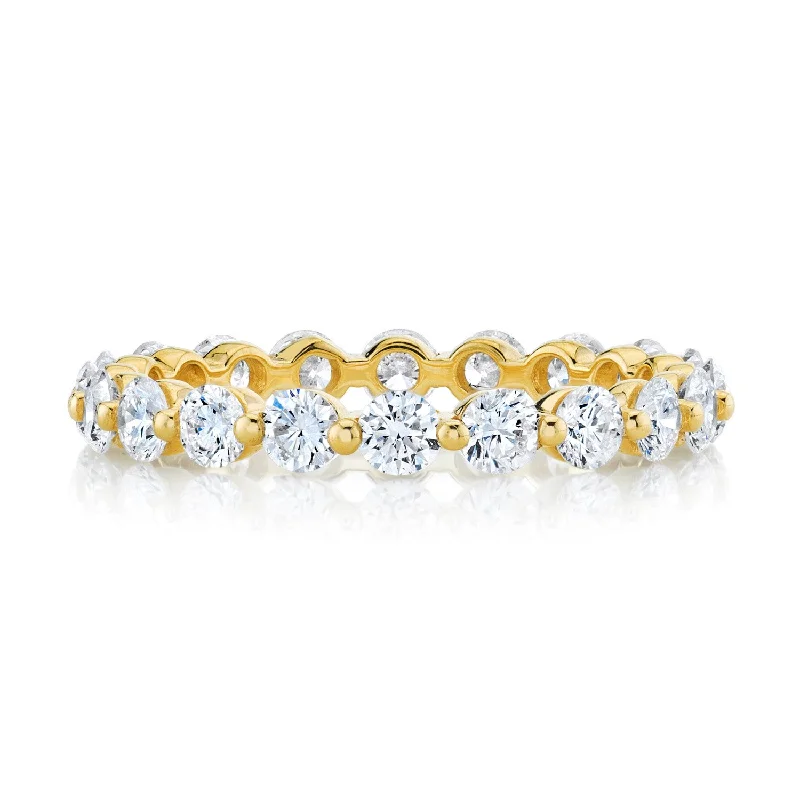 Solid geometric rings-18K Gold White Diamond Stack Ring