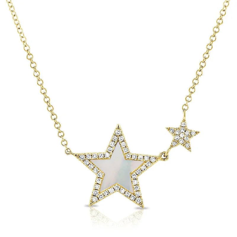 Dainty gem necklaces-14k Gold & Diamond Star Necklace