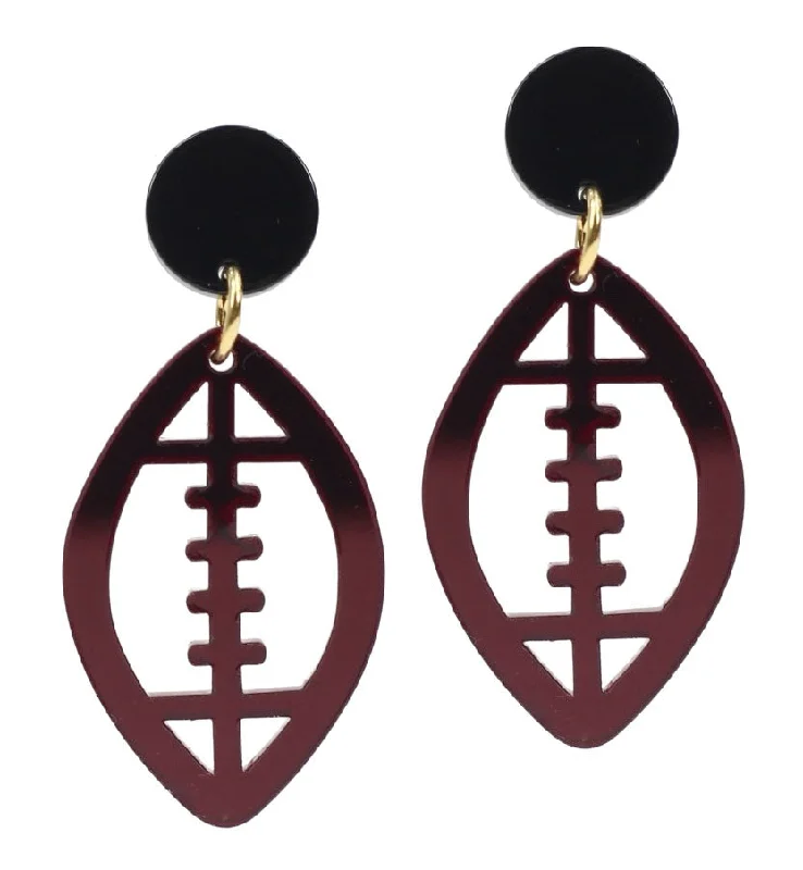 Cat wing earrings-Acrylic Football Earring - Garnet