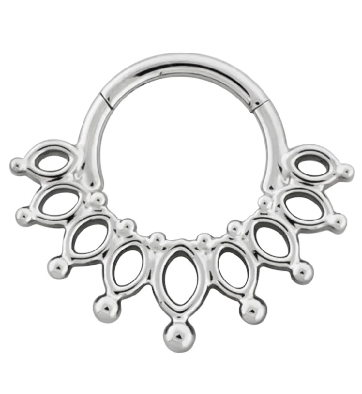 Craft-made rings-Beaded Lattice Titanium Hinged Segment Ring