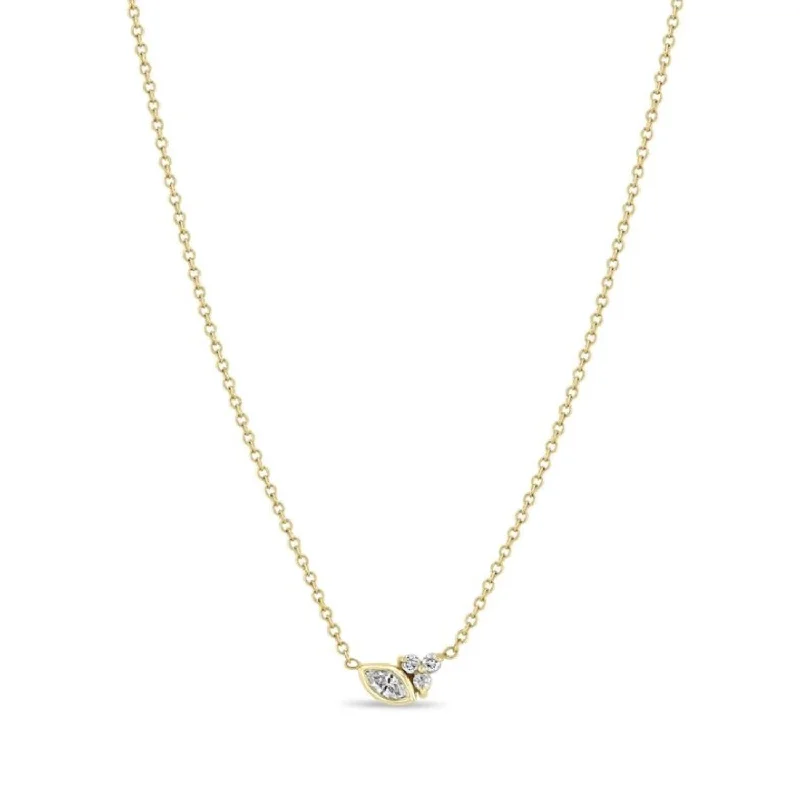 Twine weave necklaces-14K Gold Mixed Shape Diamond Necklace