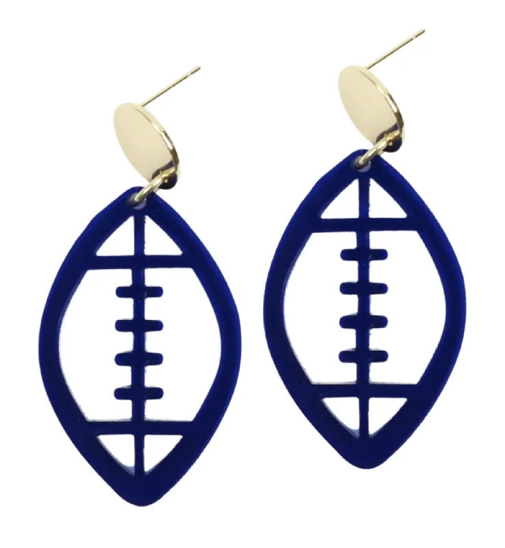 Hawk feather earrings-Acrylic Football Earring - Navy