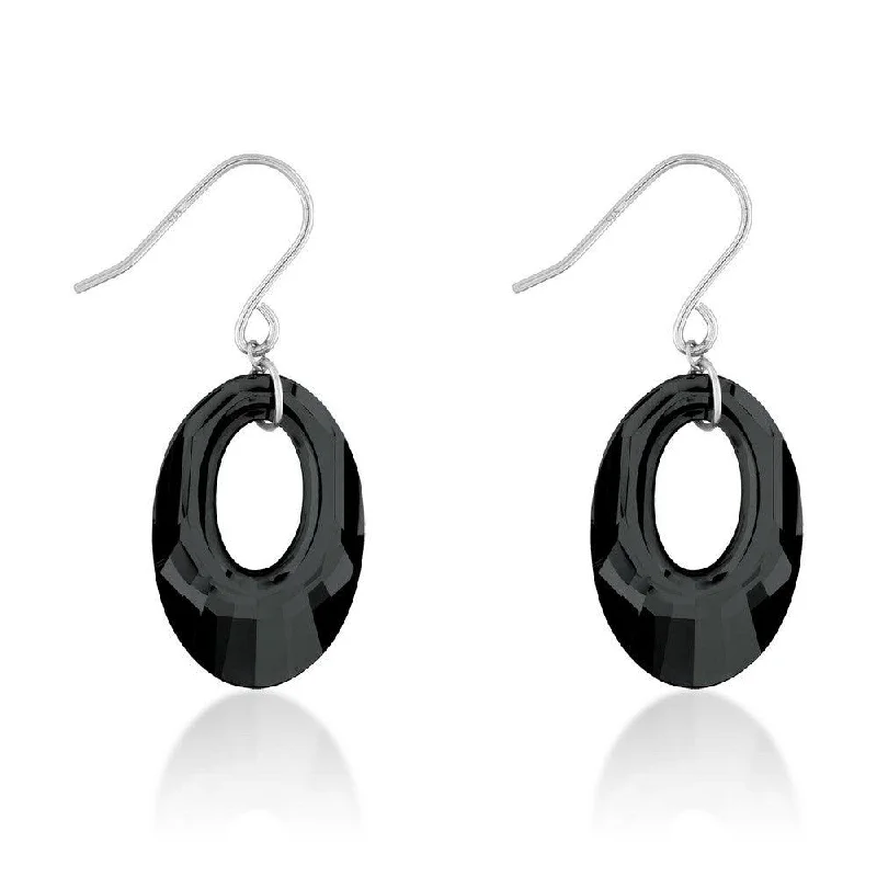 Twine bead earrings-Sterling Silver Black Swarovski Crystal Earrings