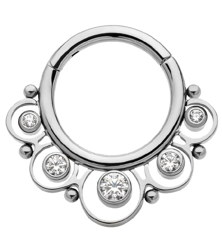 Unity charm rings-Frill CZ Titanium Hinged Segment Ring