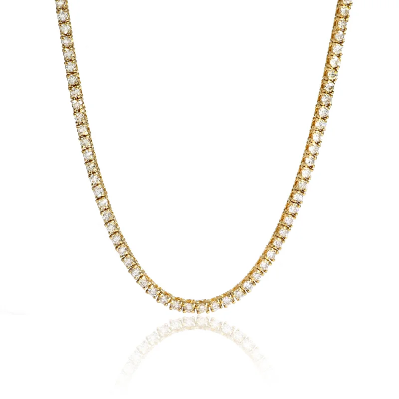 Pearl cluster necklaces-14 kt yellow gold, 16" diamond tennis necklace featuring 3.00 cts tw round diamonds