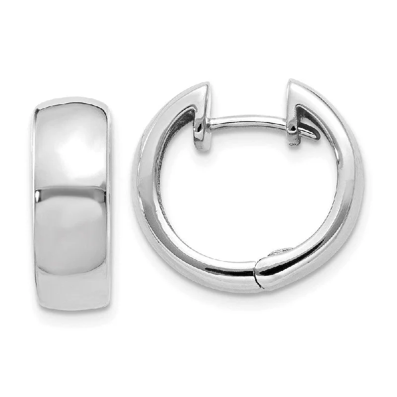 Ripple drop earrings-14k White Gold Hinged Hoop Earrings