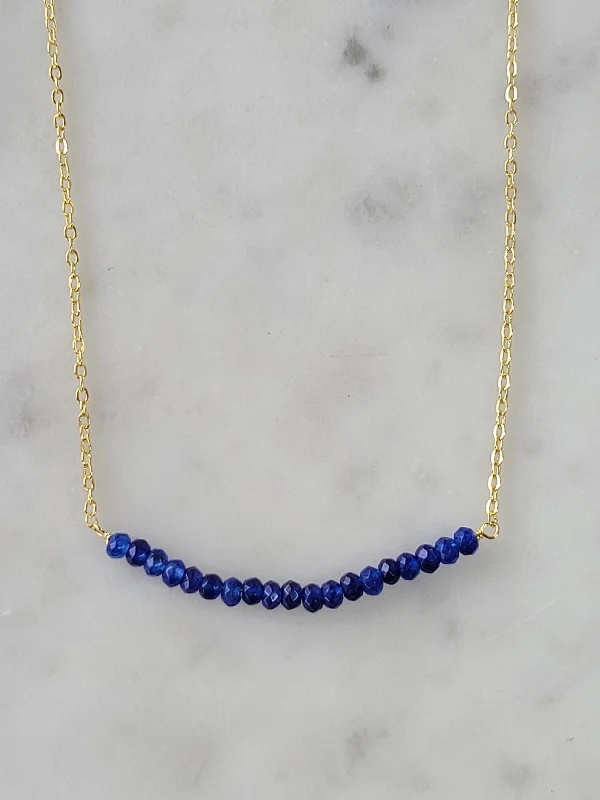 Crisp-line necklaces-Michelle Bar Necklace in Sapphire