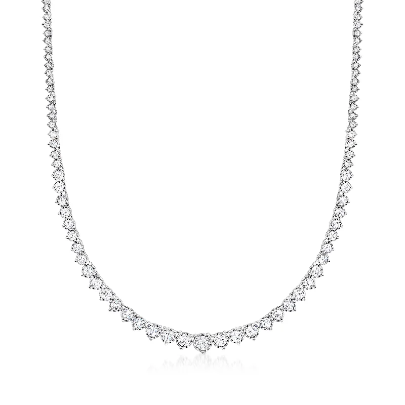 Mirror finish necklaces-Ross-Simons Lab-Grown Diamond Graduated Tennis Necklace in Sterling Silver