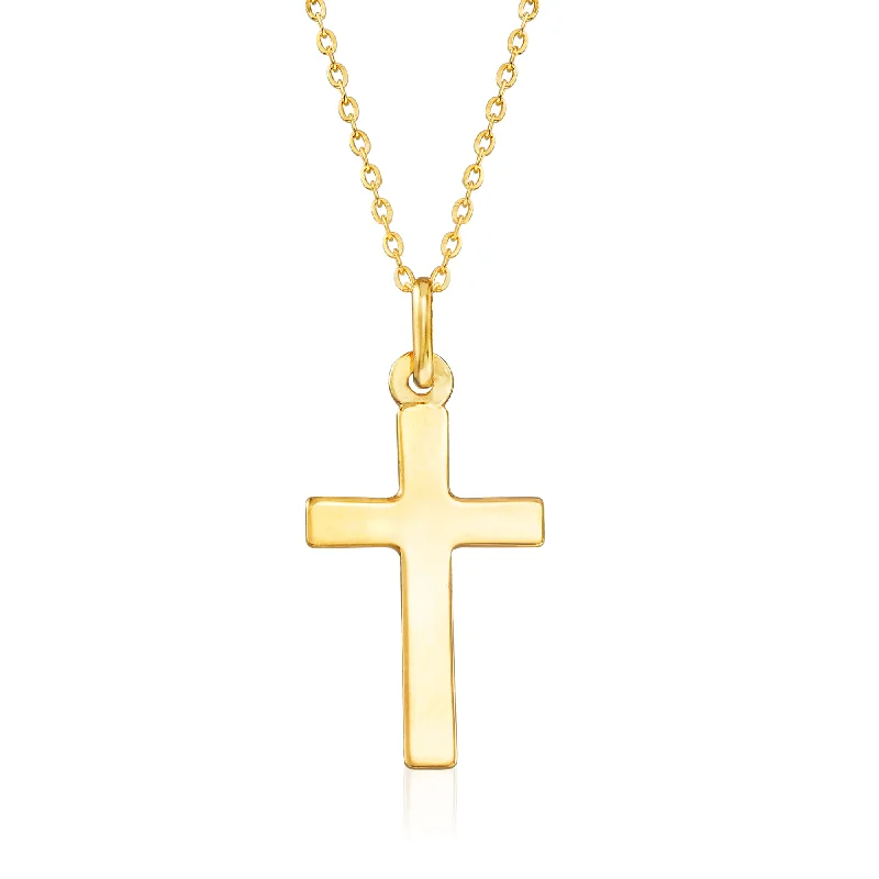 Relic coin necklaces-Ross-Simons Italian 18kt Yellow Gold Cross Pendant Necklace