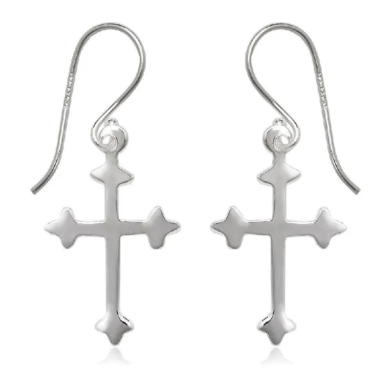 Thai tile earrings-Sterling Silver Flat Cross Earrings