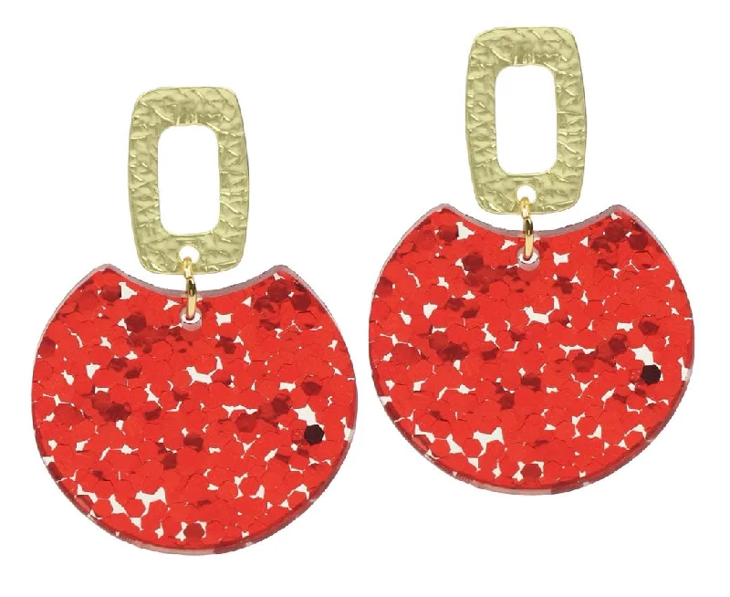 Stacked drop earrings-The Leighton Earring - Red Glitter