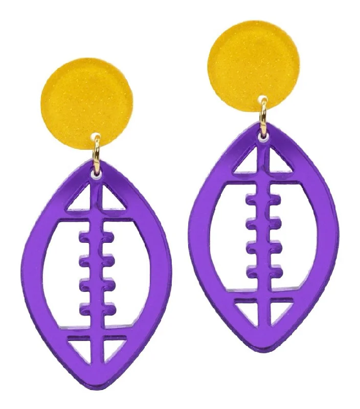 Flat relic earrings-Acrylic Football Earring - Purple Mirrored