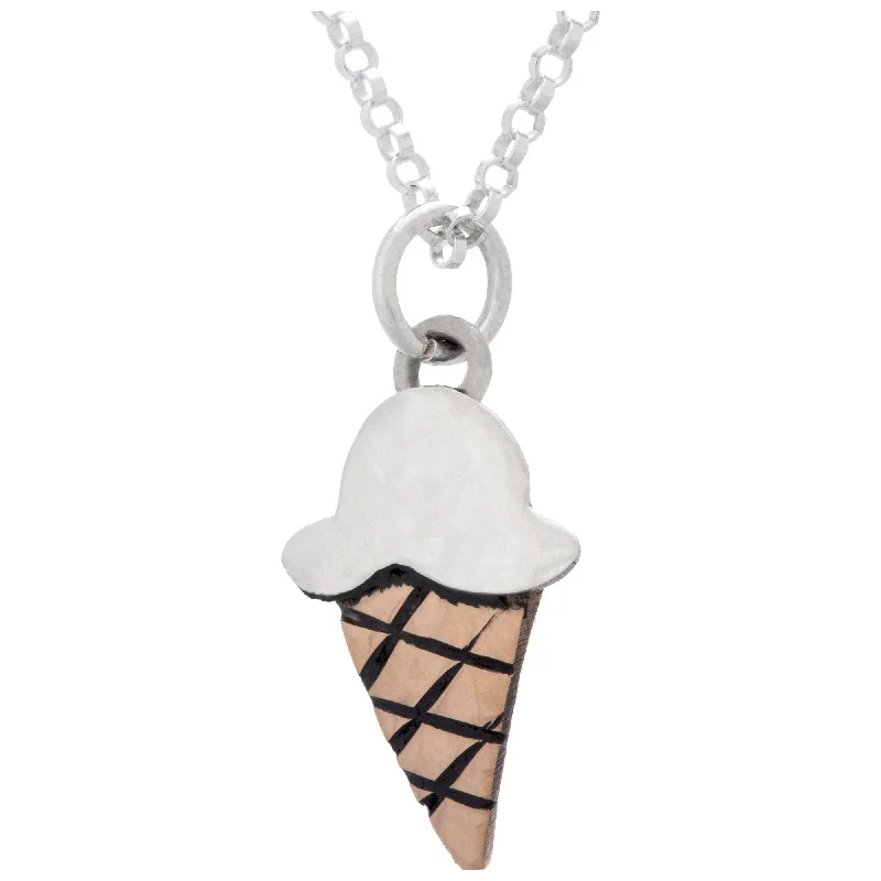 Fairy wing necklaces-Ice Cream Cone Sterling Necklace