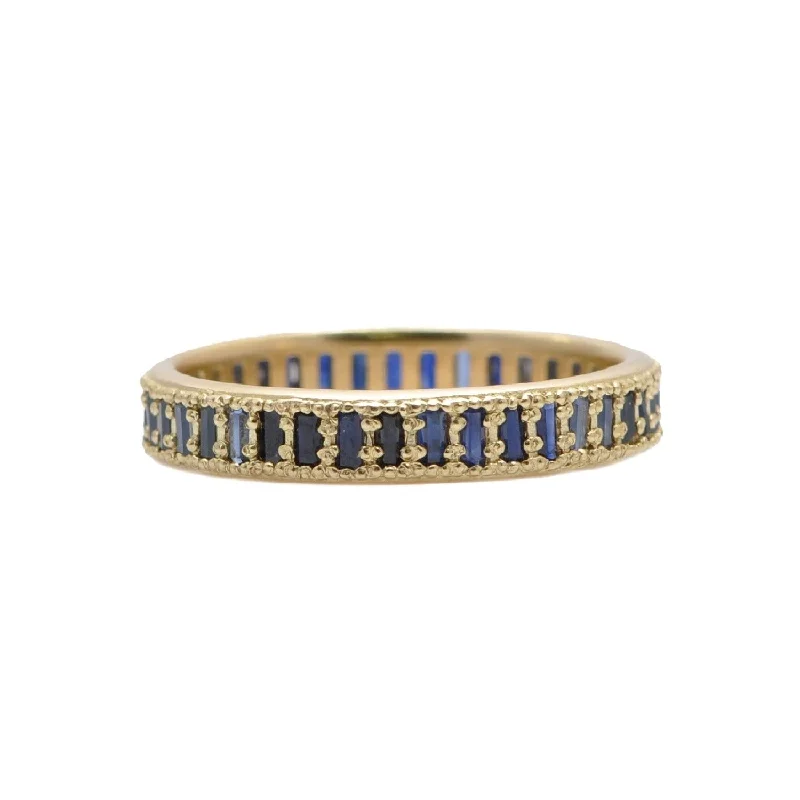 Lunar birthstone rings-18K Gold Baguette Sapphire Eternity Ring