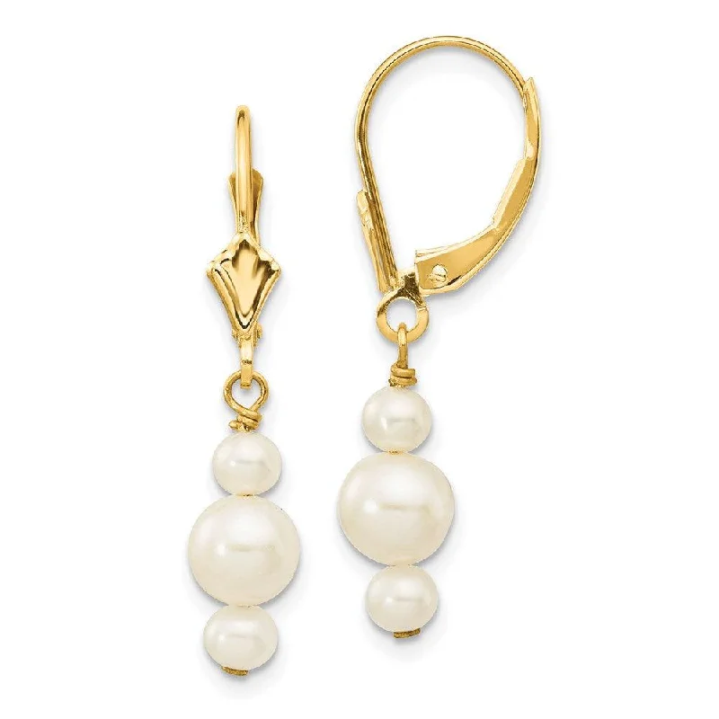 Twisted wire earrings-14K 3-3.5mm & 5-5.5mm Semi-Round FWC Pearl Leverback Dangle Earrings