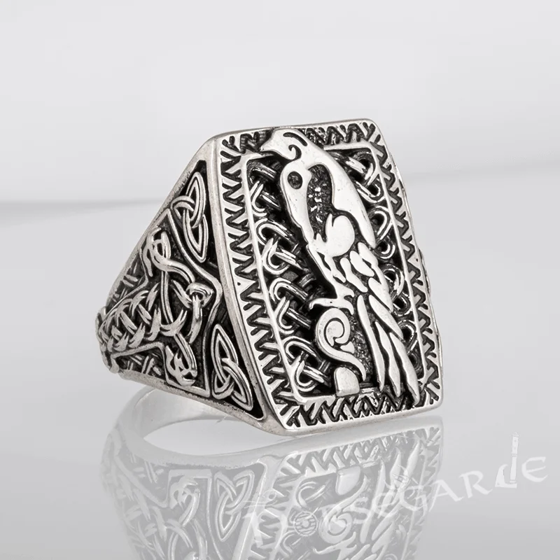 Thin rose rings-Handcrafted Raven's Foresight Signet Ring - Sterling Silver