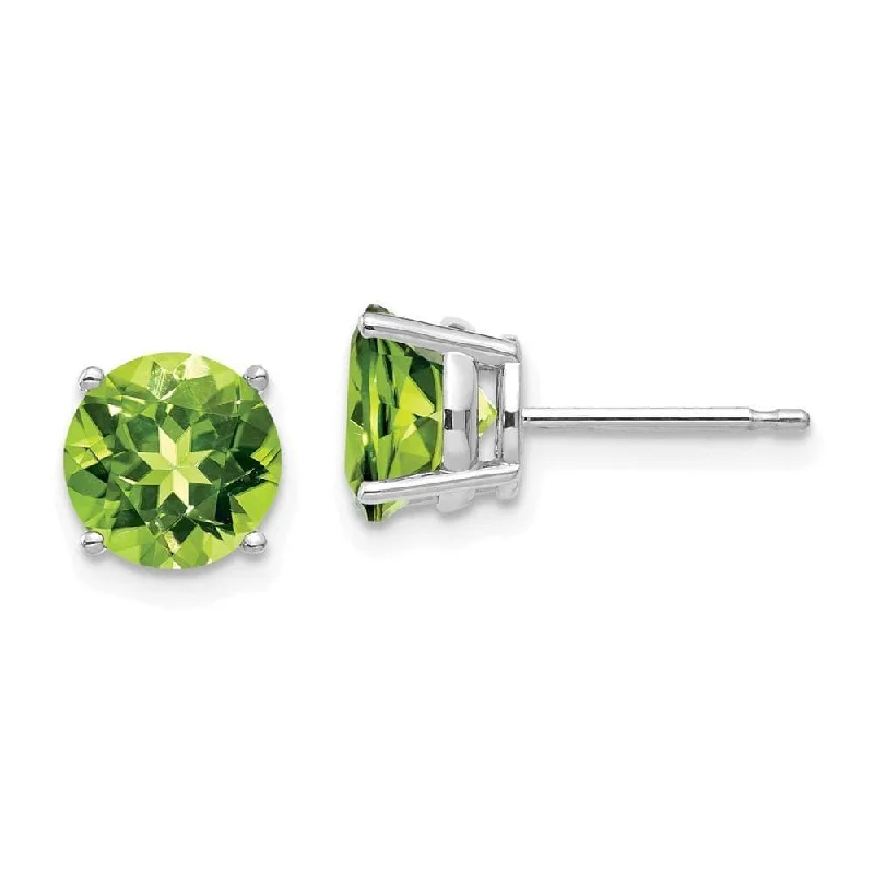 Amber stud earrings-14k White Gold 7mm Peridot Earrings