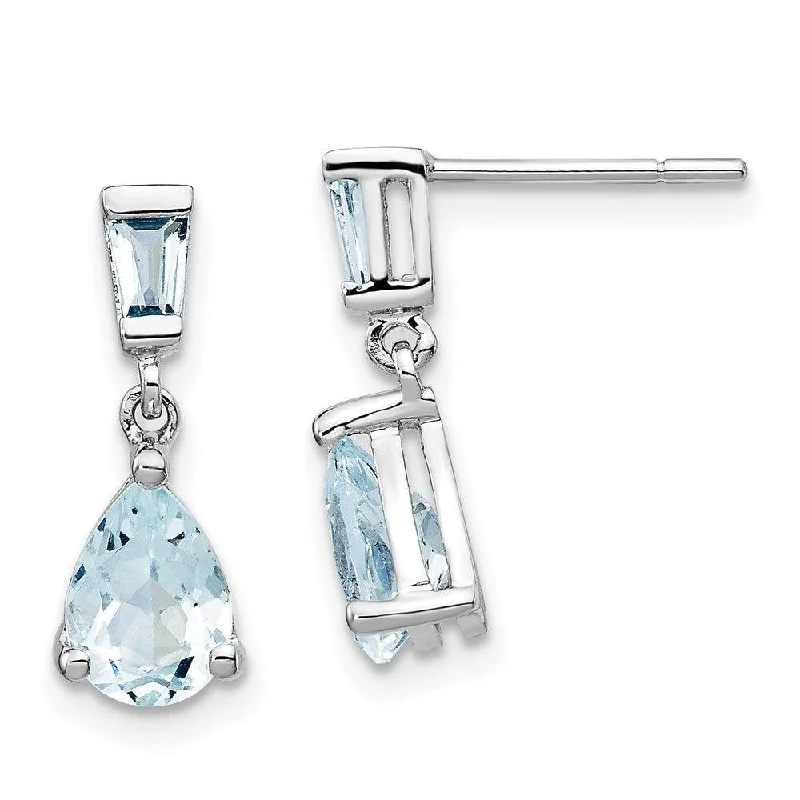 Pastel bead earrings-14k White Gold Aquamarine Dangle Earrings