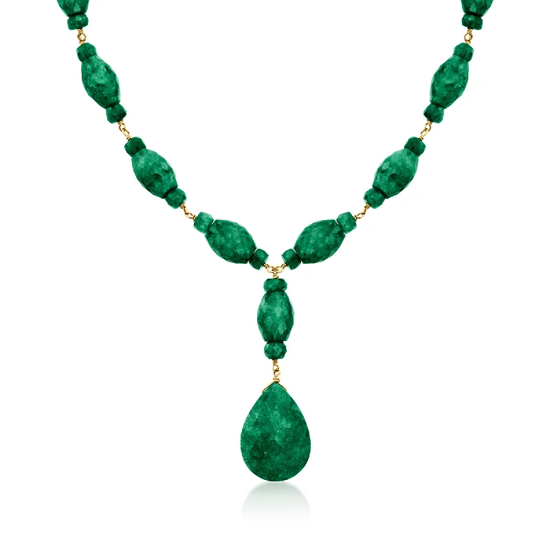 Tanzanite necklaces-Ross-Simons Emerald Y-Necklace in 18kt Gold Over Sterling